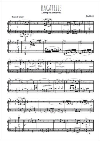 Téléchargez l'arrangement pour piano de la partition de Bagatelle en sib, WoO 60 en PDF